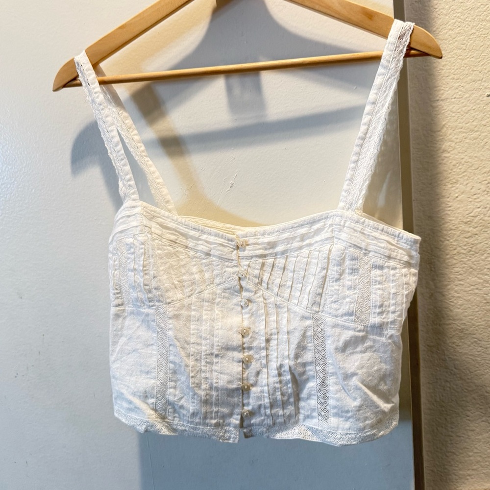 New NWT Zara lace button down cami camisole crop top small
